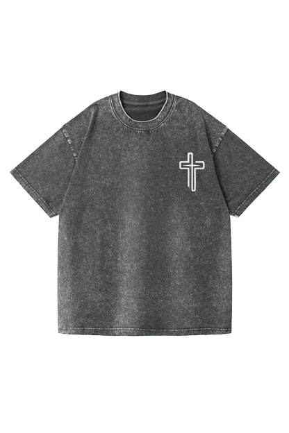 Saved By The Blood Printed Short-sleeved Washed Cotton T-shirt