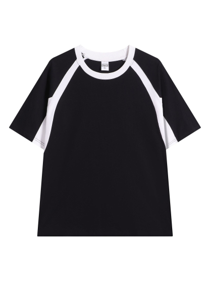 Retro Heavy Raglan Slash Short-Sleeve T-Shirt