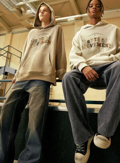 3D Cutting Washed Jeans Street Loose Casual Pants