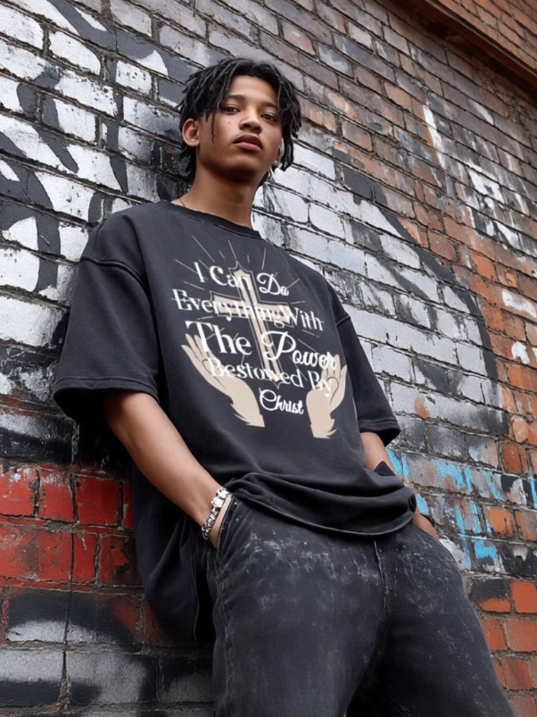 I Can Do Everything Printed Short-sleeved Cotton T-shirt