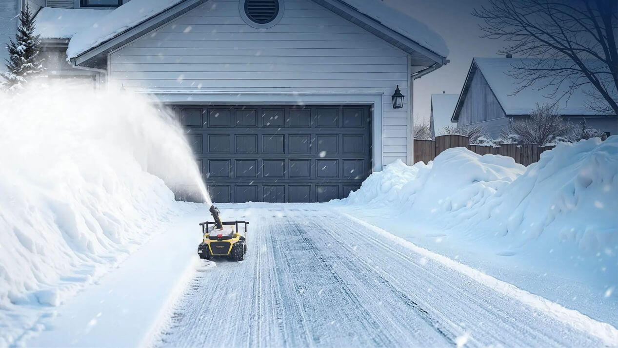 Cleaning snow removal tools to remove snow, ice, and dirt, preventing rust and ensuring longevity.
