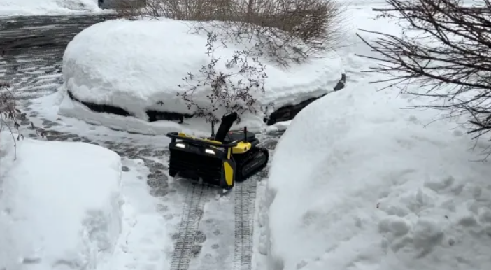 yarbo snow blower on complex terrain