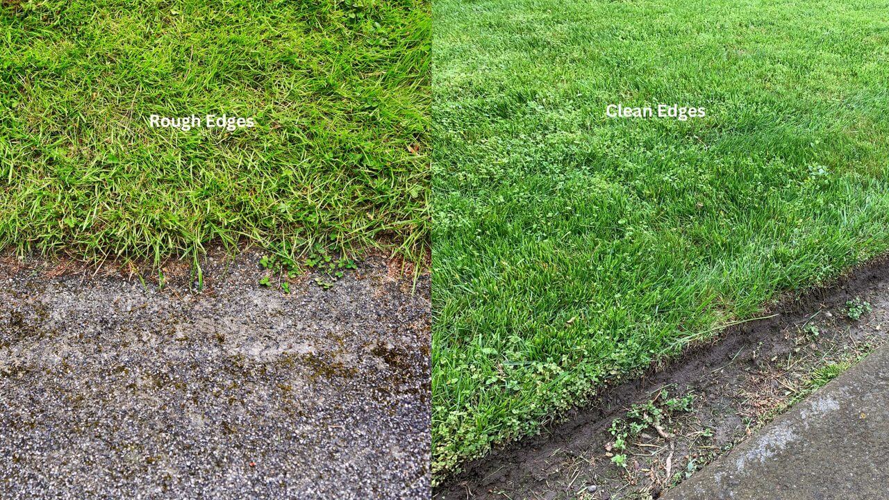 Difference between clean and rough edges lawn
