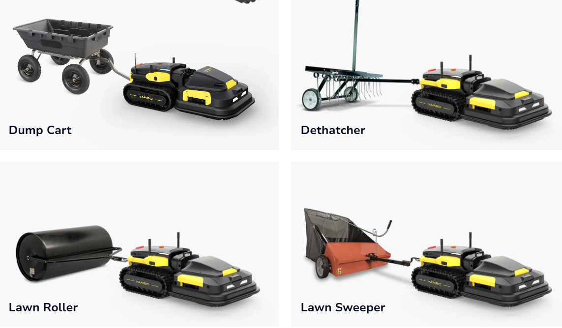 Yarbo with different Tow hitch attachments