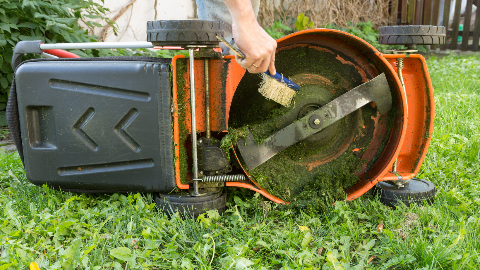 debris in lawn mower blade 