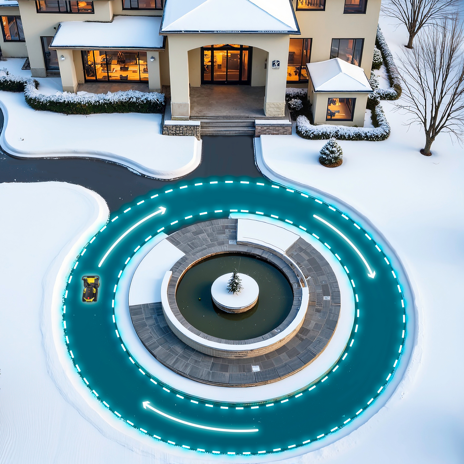 Yarbo operating in pre-defined path 