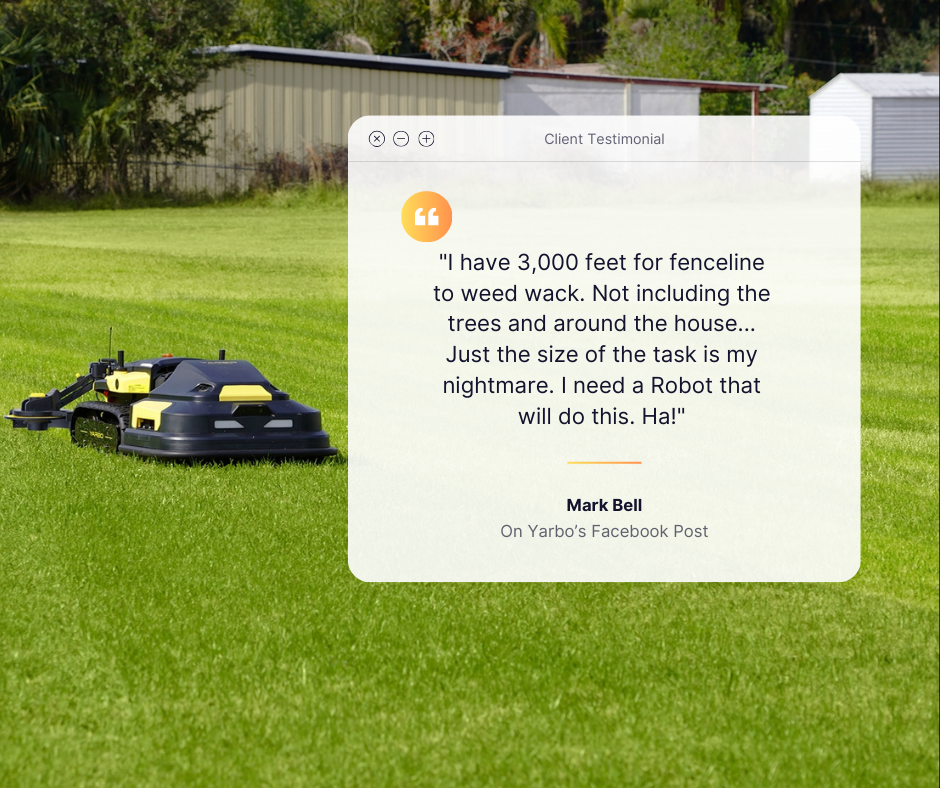 User comment on the need for a robot trimmer 