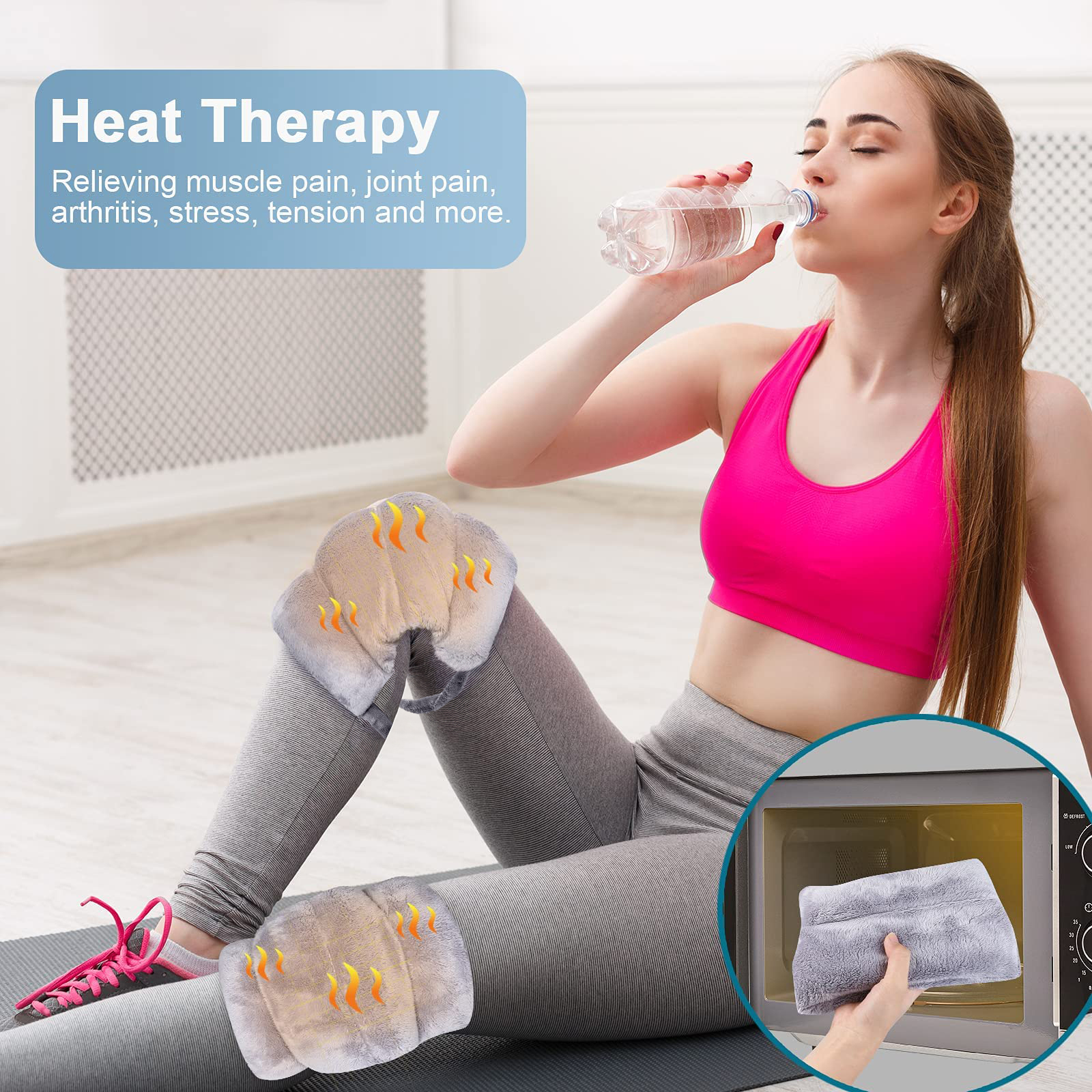 Microwave Heating Pad for Knee Pain Relief & Arthritis Elbow,Muscle and Joint, Microwavable Heated Knee Wrap for Tennis Elbow Treatment, Men and Women