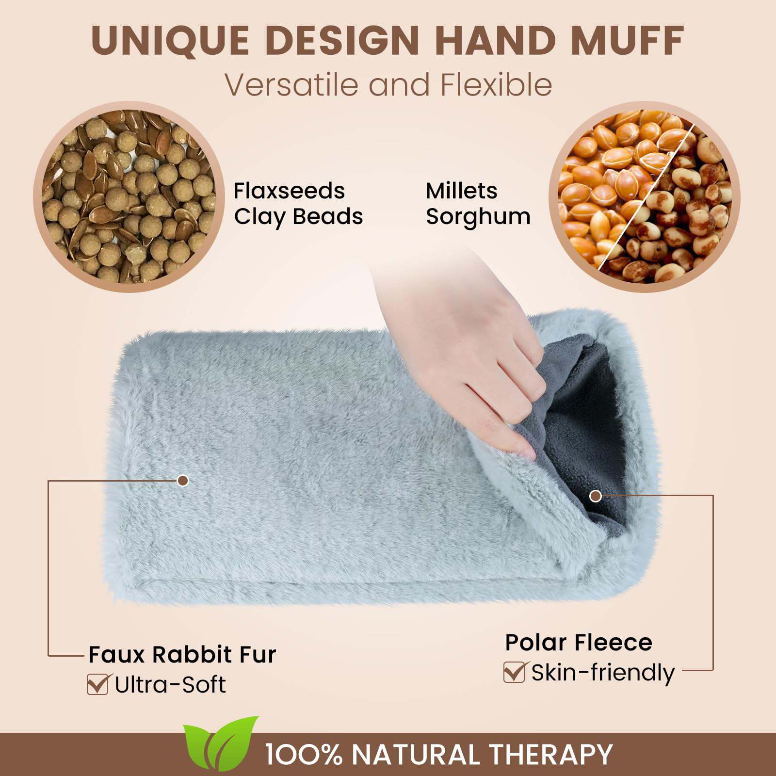 Microwavable Therapy Hand Muff, Moist Heated Hand Warmer Pouch Relief for Hands and Fingers Arthritis, Stiff Joints, Raynaud's, Trigger Finger, Unscented Hands Mitts Warmers with Washable Cover