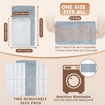 Microwavable Therapy Hand Muff, Moist Heated Hand Warmer Pouch Relief for Hands and Fingers Arthritis, Stiff Joints, Raynaud's, Trigger Finger, Unscented Hands Mitts Warmers with Washable Cover