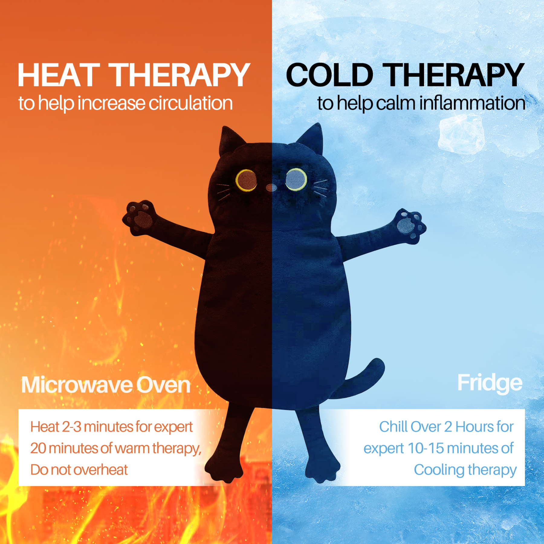 Microwave Heating Pad for Pain Relief, Heating Pads for Cramps, Back Pain, Neck Shoulder, Muscles, Knee, Joints, Microwavable Natural Heat Pack Moist Heat, Black Cat, Keep Warm In Autumn And Winter