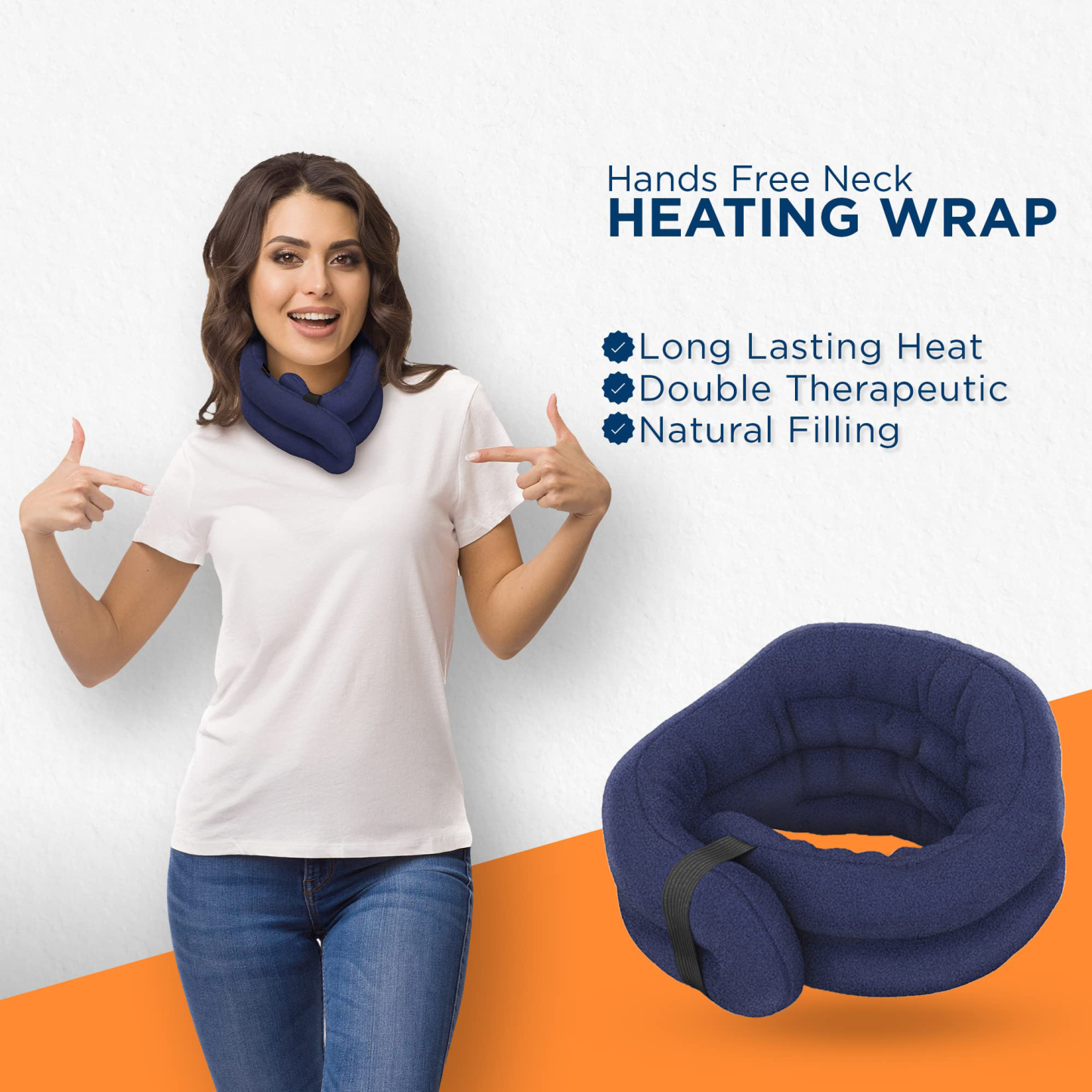 Microwave Heating Pad, Microwavable Heated Neck and Shoulder Wrap, Hands-Free Weighted Moist Hot or Cool Pack, Soft Fleece Cover and Flaxseed Filling