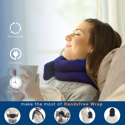 Microwave Heating Pad, Microwavable Heated Neck and Shoulder Wrap, Hands-Free Weighted Moist Hot or Cool Pack, Soft Fleece Cover and Flaxseed Filling
