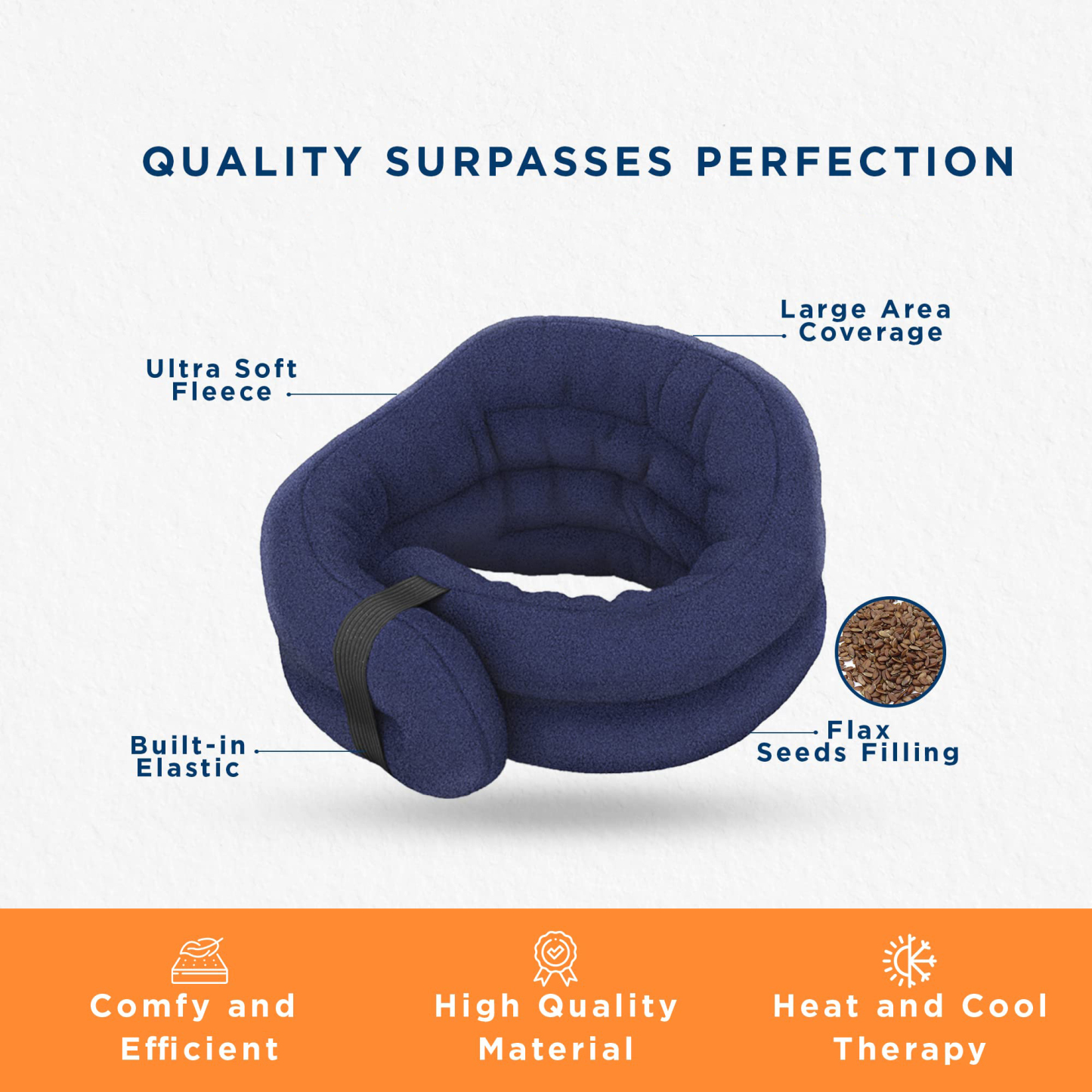 Microwave Heating Pad, Microwavable Heated Neck and Shoulder Wrap, Hands-Free Weighted Moist Hot or Cool Pack, Soft Fleece Cover and Flaxseed Filling