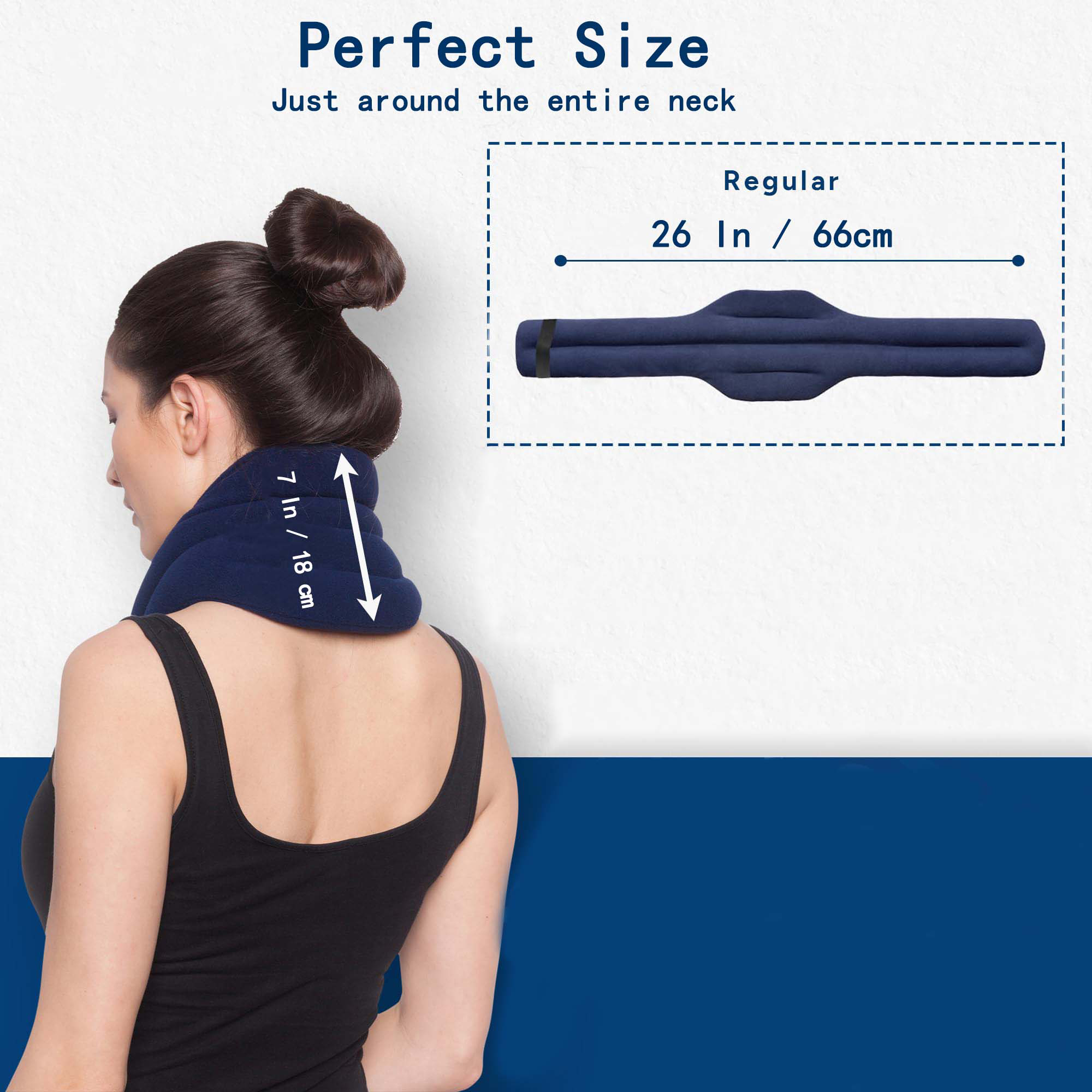 Microwave Heating Pad, Microwavable Heated Neck and Shoulder Wrap, Hands-Free Weighted Moist Hot or Cool Pack, Soft Fleece Cover and Flaxseed Filling