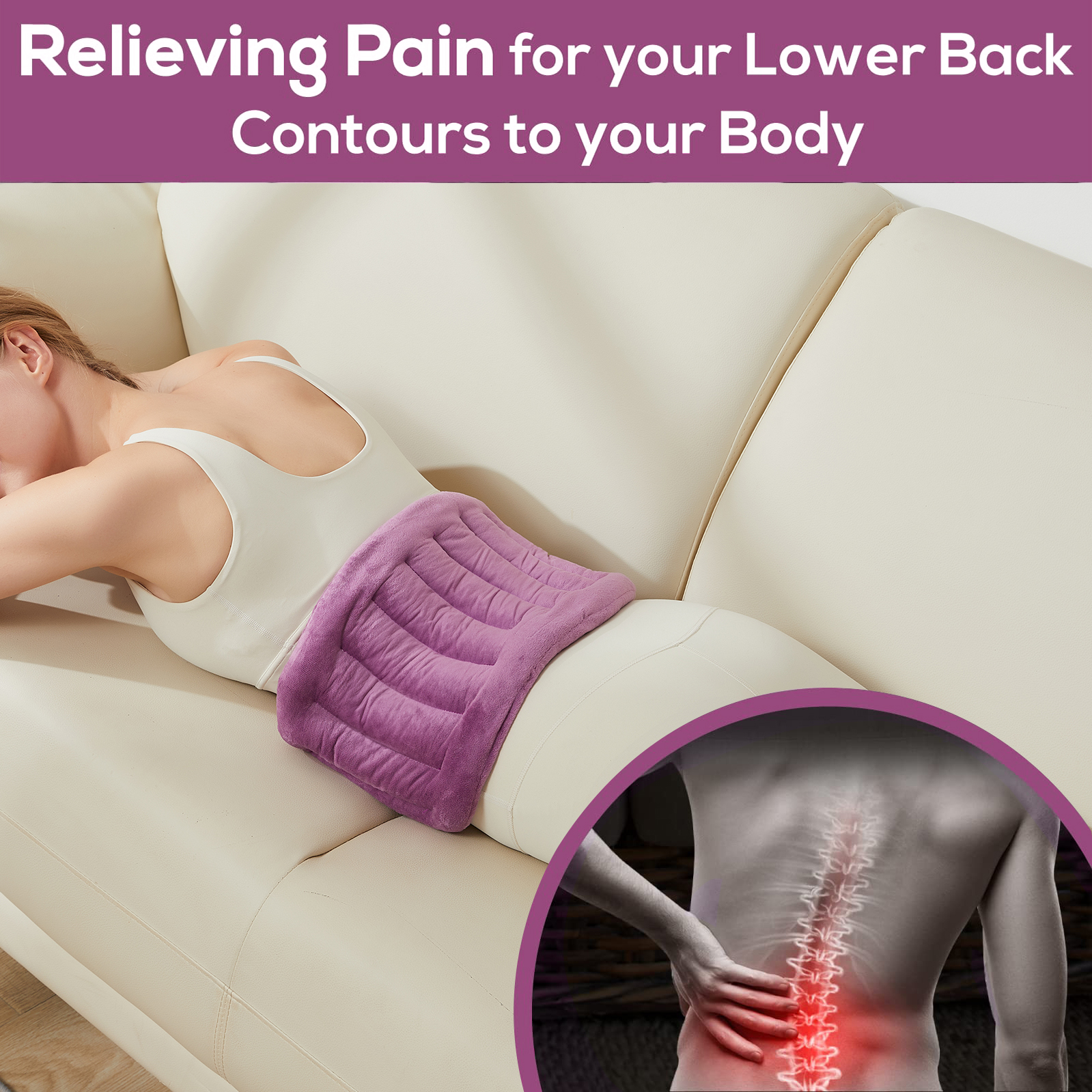 Microwavable Heating Wrap for Lower Back, Waist, and Shoulder – Microwave Heated Pack with Moist Heat for Waist