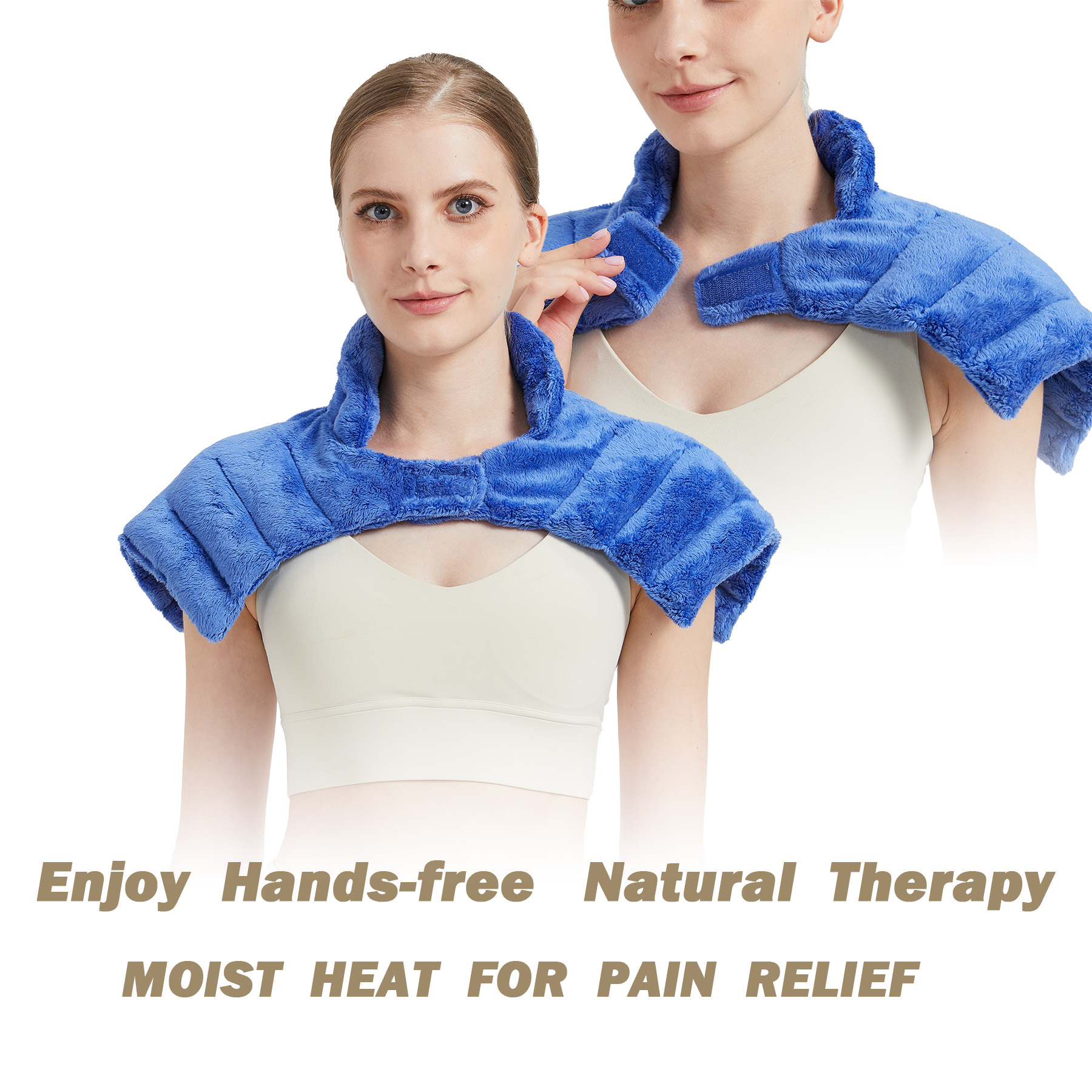 Microwave Heating Pad For Neck, Microwavable Heated Back and Shoulder Wrap, Hands-Free Weighted Moist Hot or Cool Pack