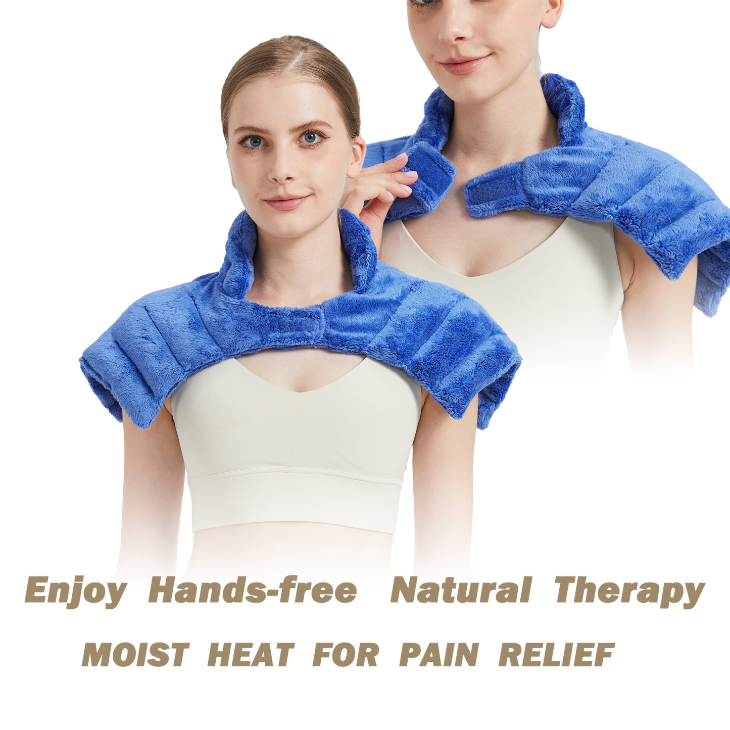 Microwave Heating Pad For Neck, Microwavable Heated Back and Shoulder Wrap, Hands-Free Weighted Moist Hot or Cool Pack
