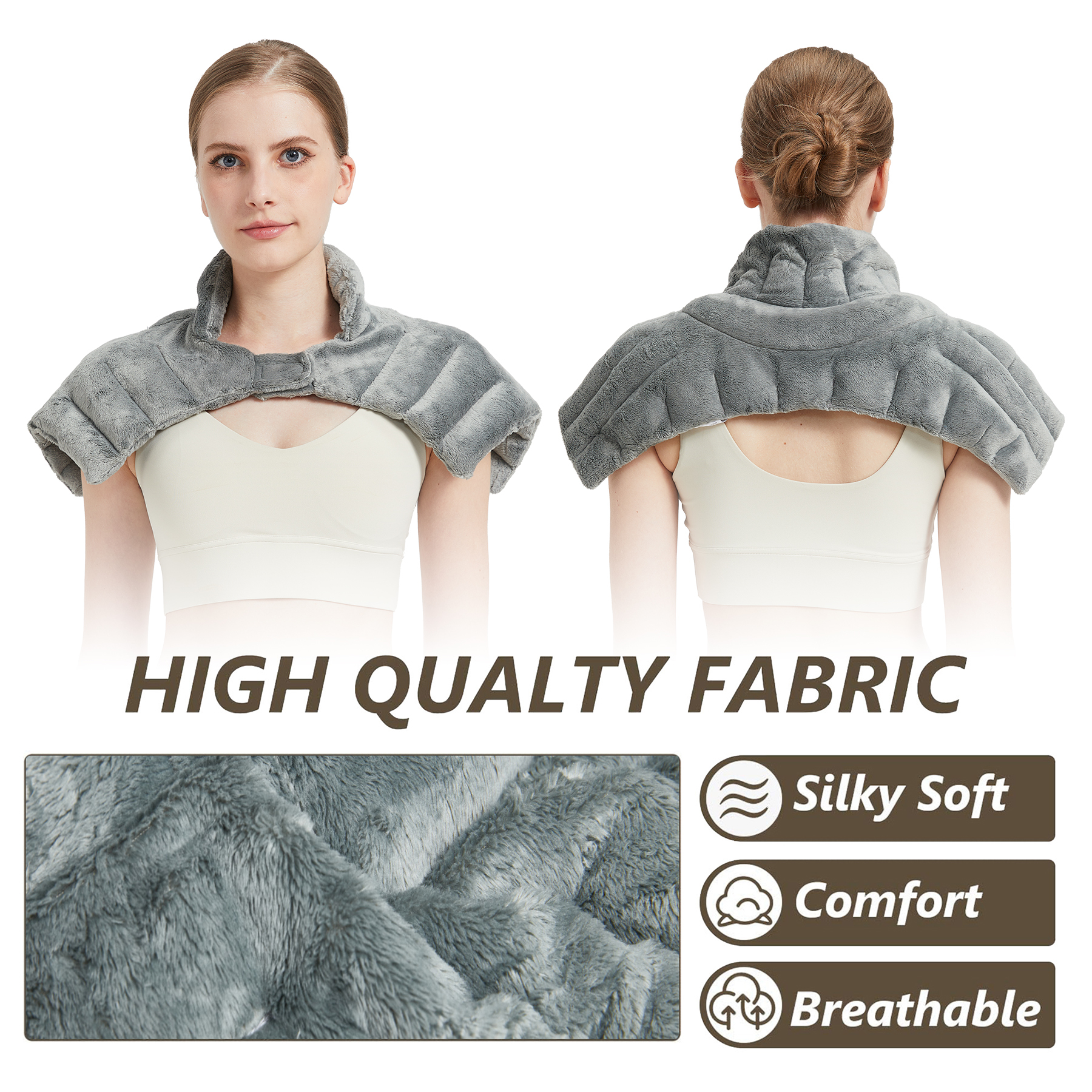 Microwave Heating Pad For Neck, Microwavable Heated Back and Shoulder Wrap, Hands-Free Weighted Moist Hot or Cool Pack