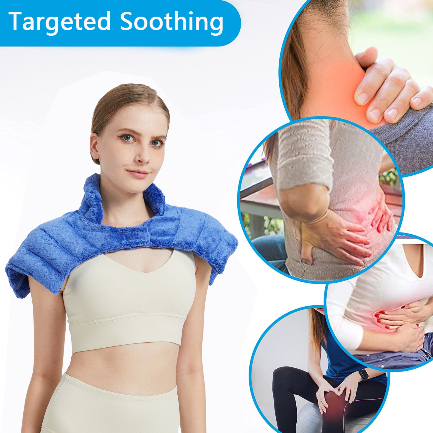 Microwave Heating Pad For Neck, Microwavable Heated Back and Shoulder Wrap, Hands-Free Weighted Moist Hot or Cool Pack