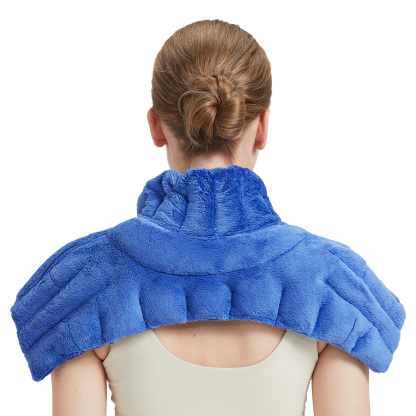 Microwave Heating Pad For Neck, Microwavable Heated Back and Shoulder Wrap, Hands-Free Weighted Moist Hot or Cool Pack