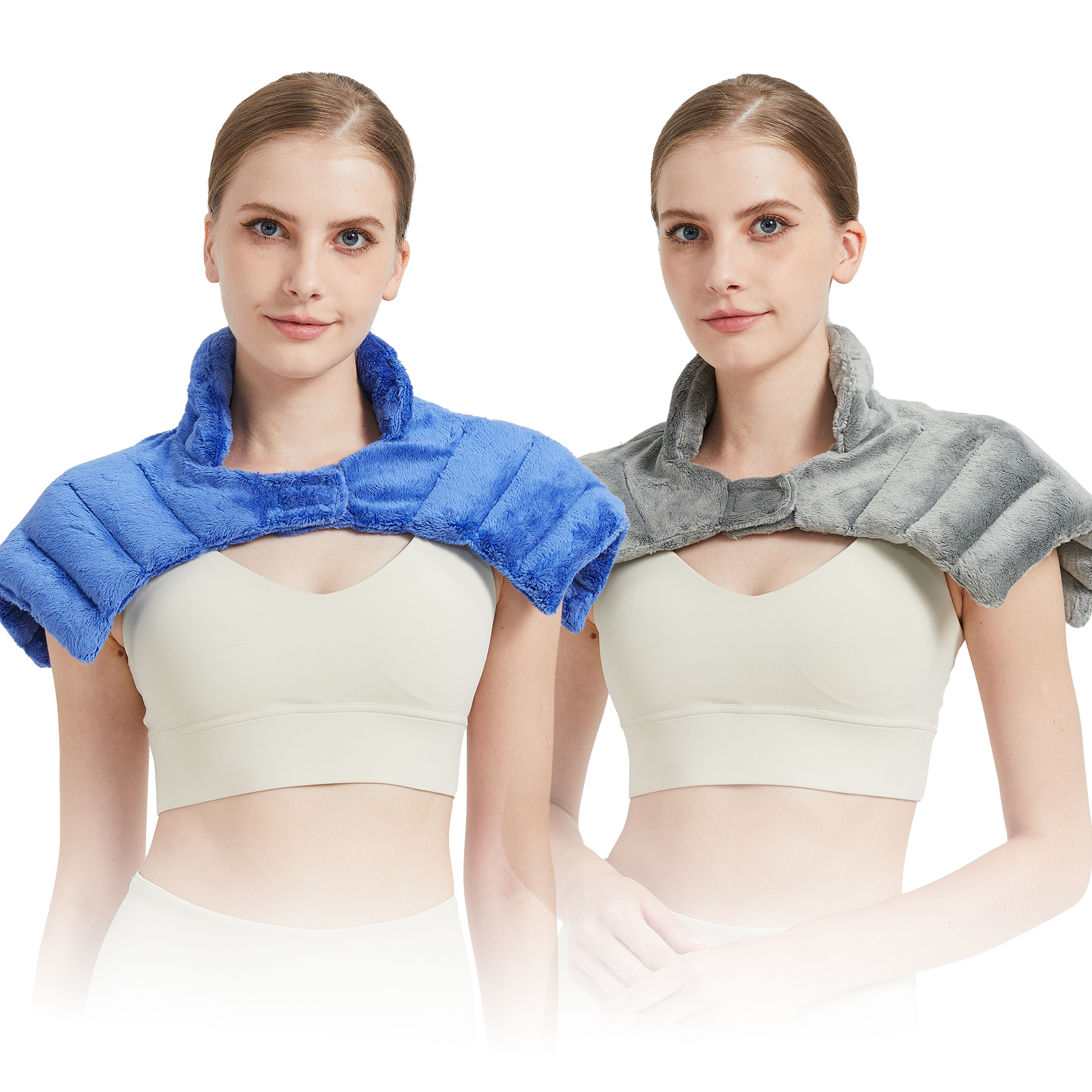 Microwave Heating Pad For Neck, Microwavable Heated Back and Shoulder Wrap, Hands-Free Weighted Moist Hot or Cool Pack