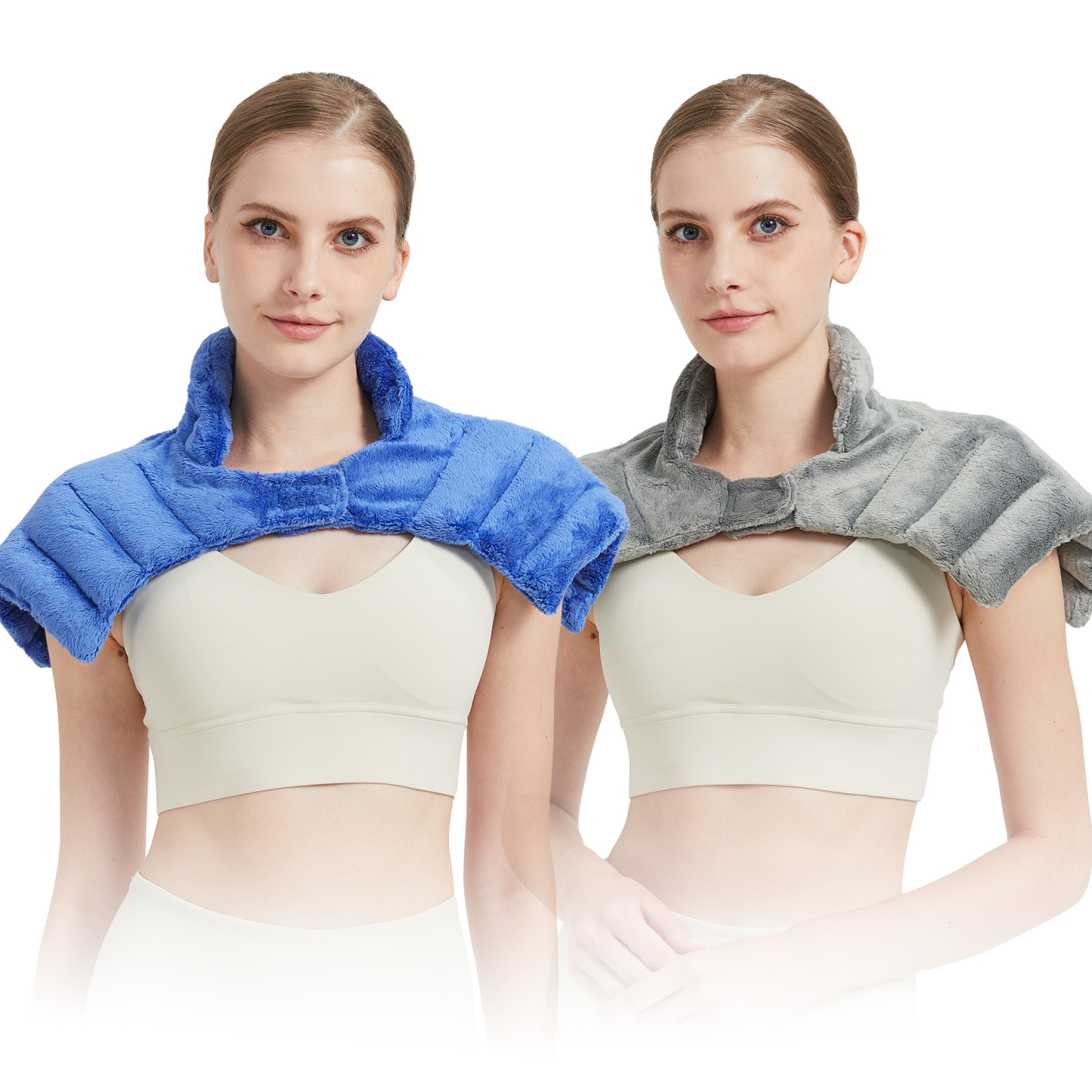 Microwave Heating Pad For Neck, Microwavable Heated Back and Shoulder Wrap, Hands-Free Weighted Moist Hot or Cool Pack