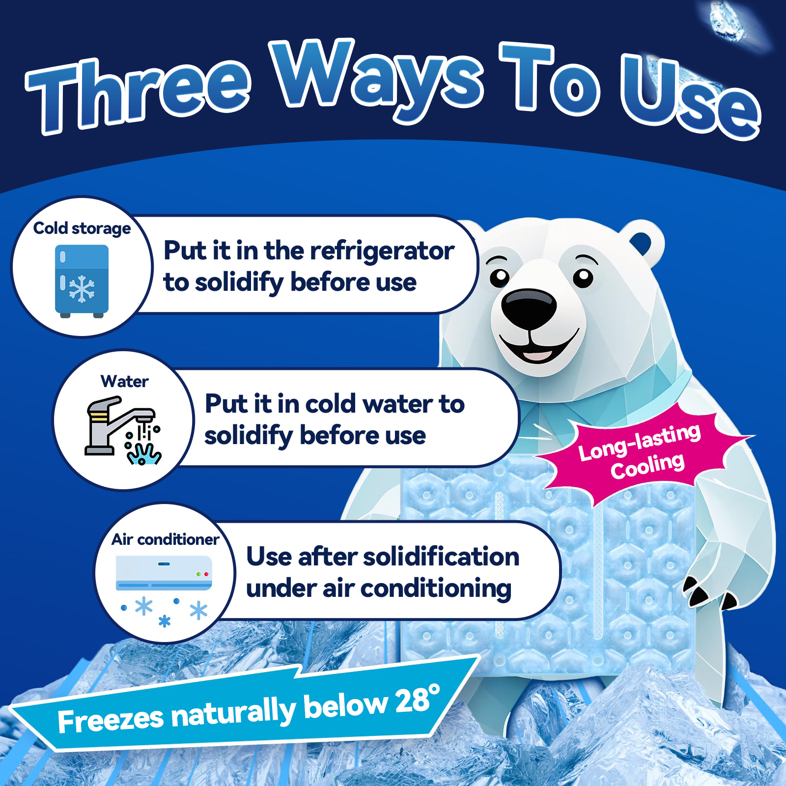 Ice Pad, Cooling Mat Reusable, No-Sweat Cooling Pad for Heat Protection, Perfect for Pets, Adults - Ideal for Indoor/Outdoor Use