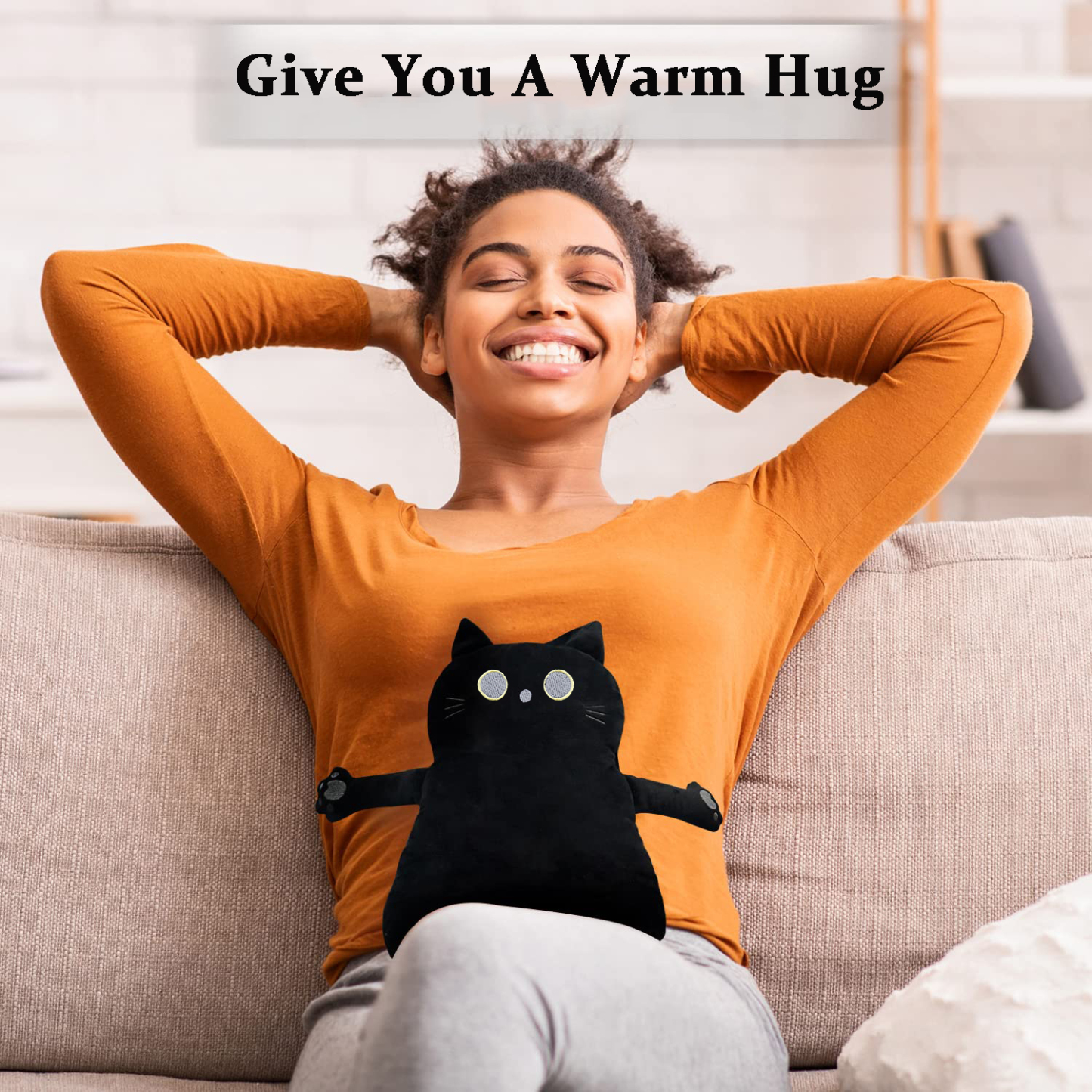 Microwave Heating Pad for Pain Relief, Heating Pads for Cramps, Back Pain, Neck Shoulder, Muscles, Knee, Joints, Microwavable Natural Heat Pack Moist Heat, Black Cat, Keep Warm In Autumn And Winter