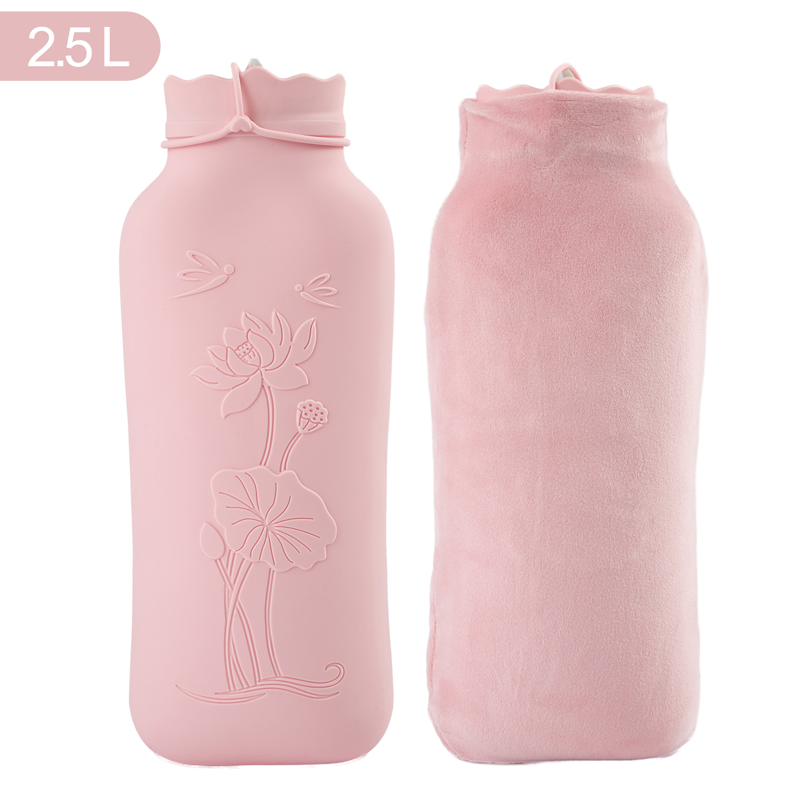 Microwaveable Hot Water Bottle with Cover, BPA-Free Silicone Hot Water Bottle for Hot & Cold Therapy