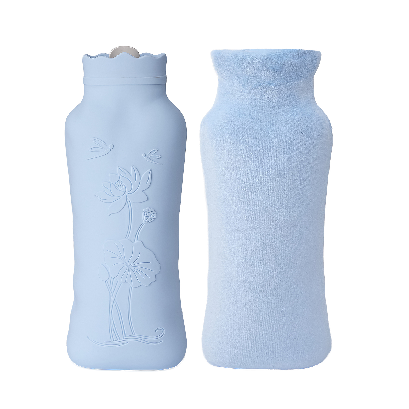 Microwaveable Hot Water Bottle with Cover, BPA-Free Silicone Hot Water Bottle for Hot & Cold Therapy