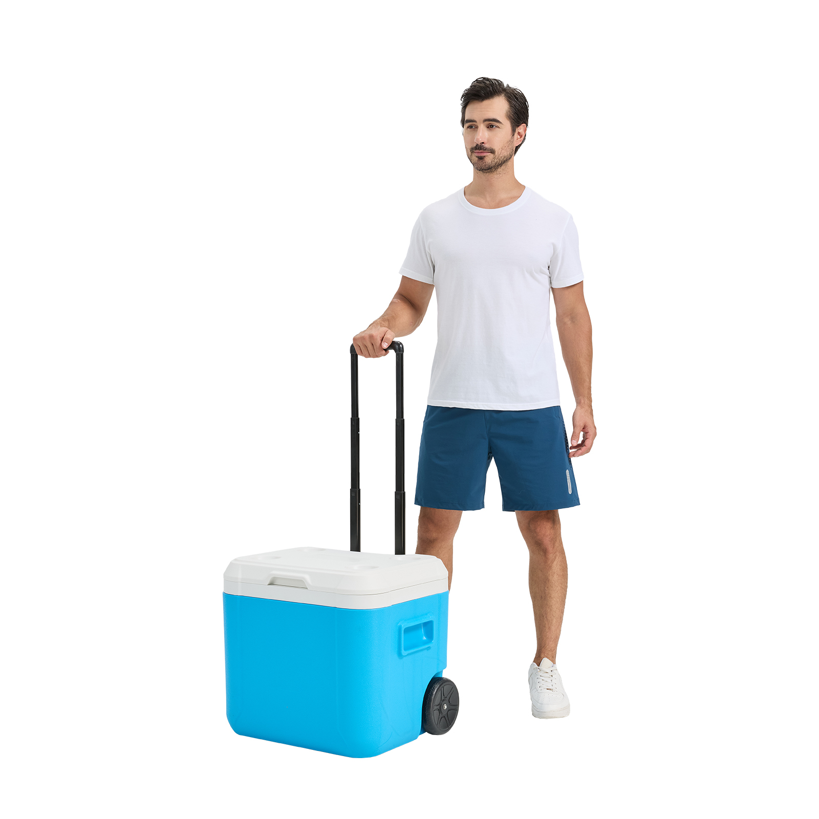 BECGAM 52qt Wheeled Portable Cooler Insulated Hard Cooler with free 6 ice bag & Heavy-Duty Wheels & Handle Great for Camping Tailgating Beach Picnic Groceries Boating & More