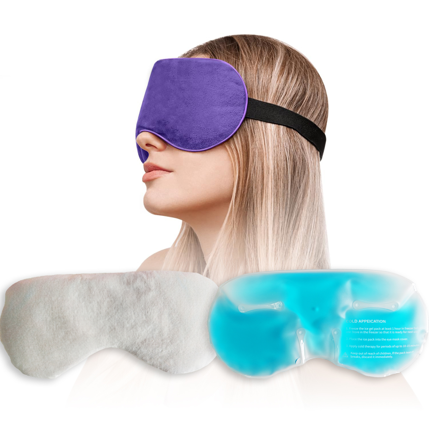 Cooling Eye Mask, Reusable Cold Sleep Eye Compress and Moist Heat for Eye Relaxing, Multipurpose Eye Bag for Dry Eyes with Microwavable Flaxseed Pad, Cold Gel Pad