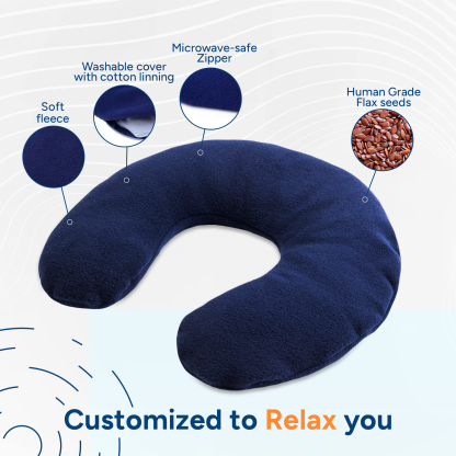 1pc Microwave Heating Pad, Microwavable Heated Neck Pillow for Moist Hot or Cold Relax, Heated Neck and Shoulder Wrap with Natural Filling and Washable Cover