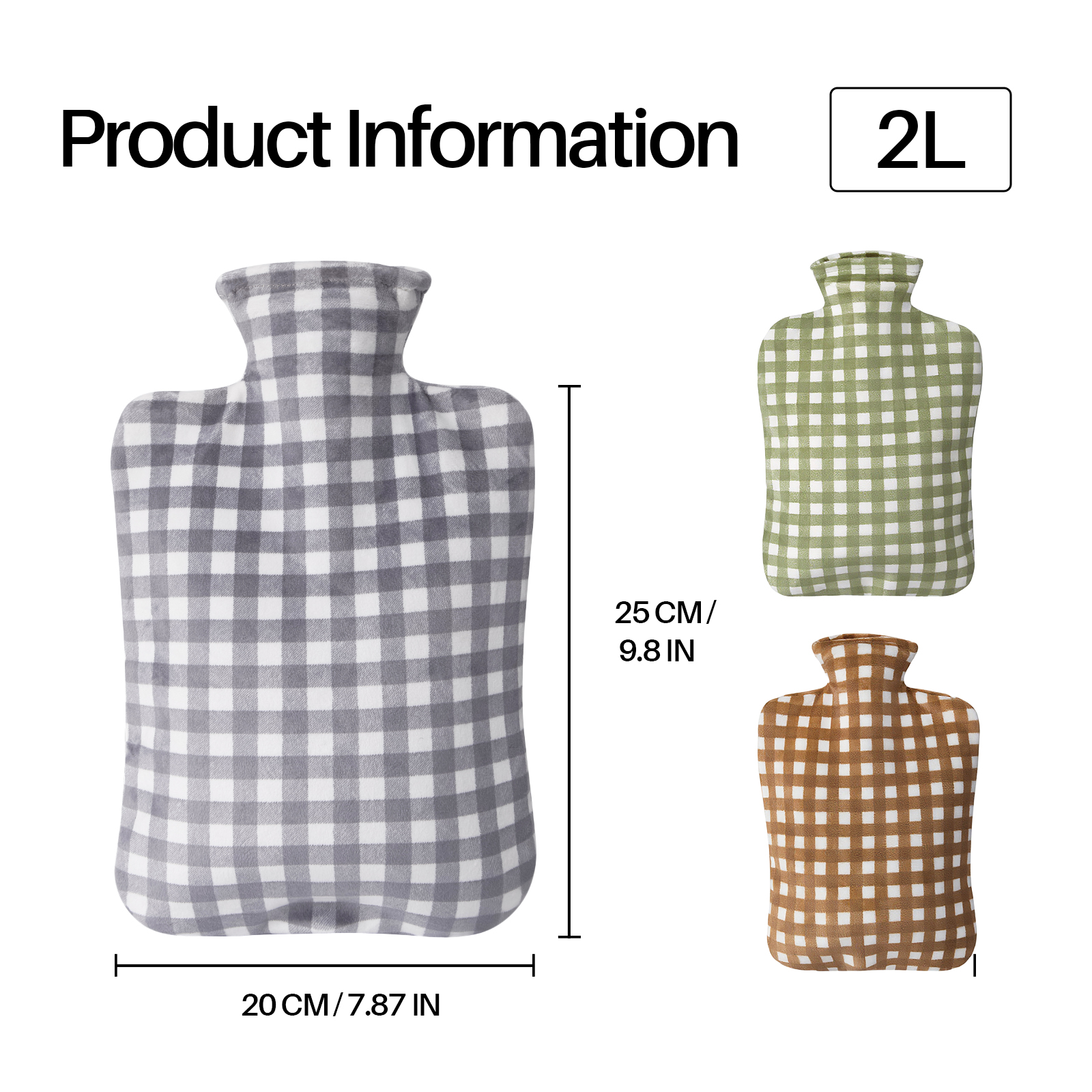 Hot Water Bottle with Cover, 2L Hot Water Bag for Hot and Cold Compress, Hand Feet Warmer, Ideal for Menstrual Cramps, Neck and Shoulder