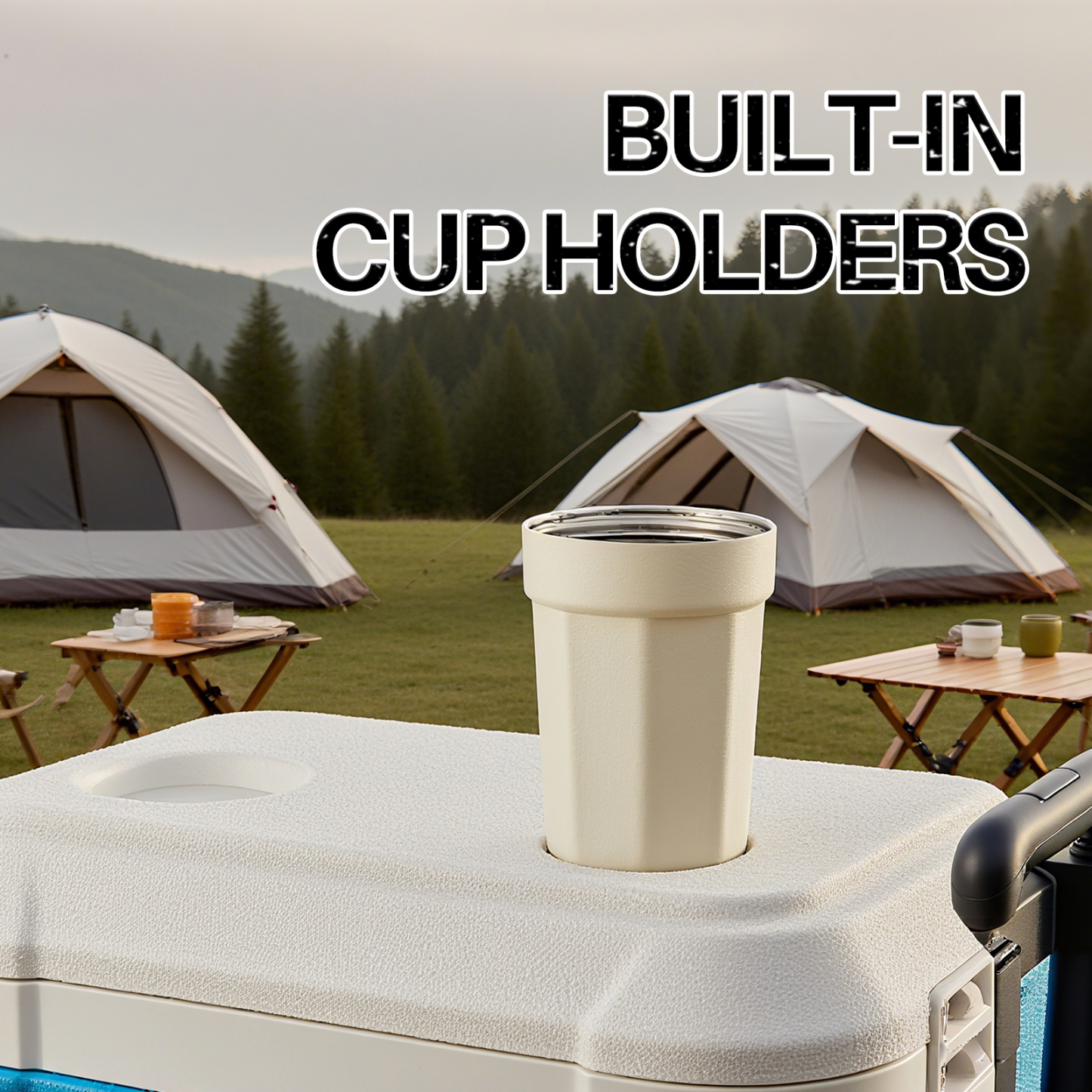 BECGAM 52qt Wheeled Portable Cooler Insulated Hard Cooler with free 6 ice bag & Heavy-Duty Wheels & Handle Great for Camping Tailgating Beach Picnic Groceries Boating & More