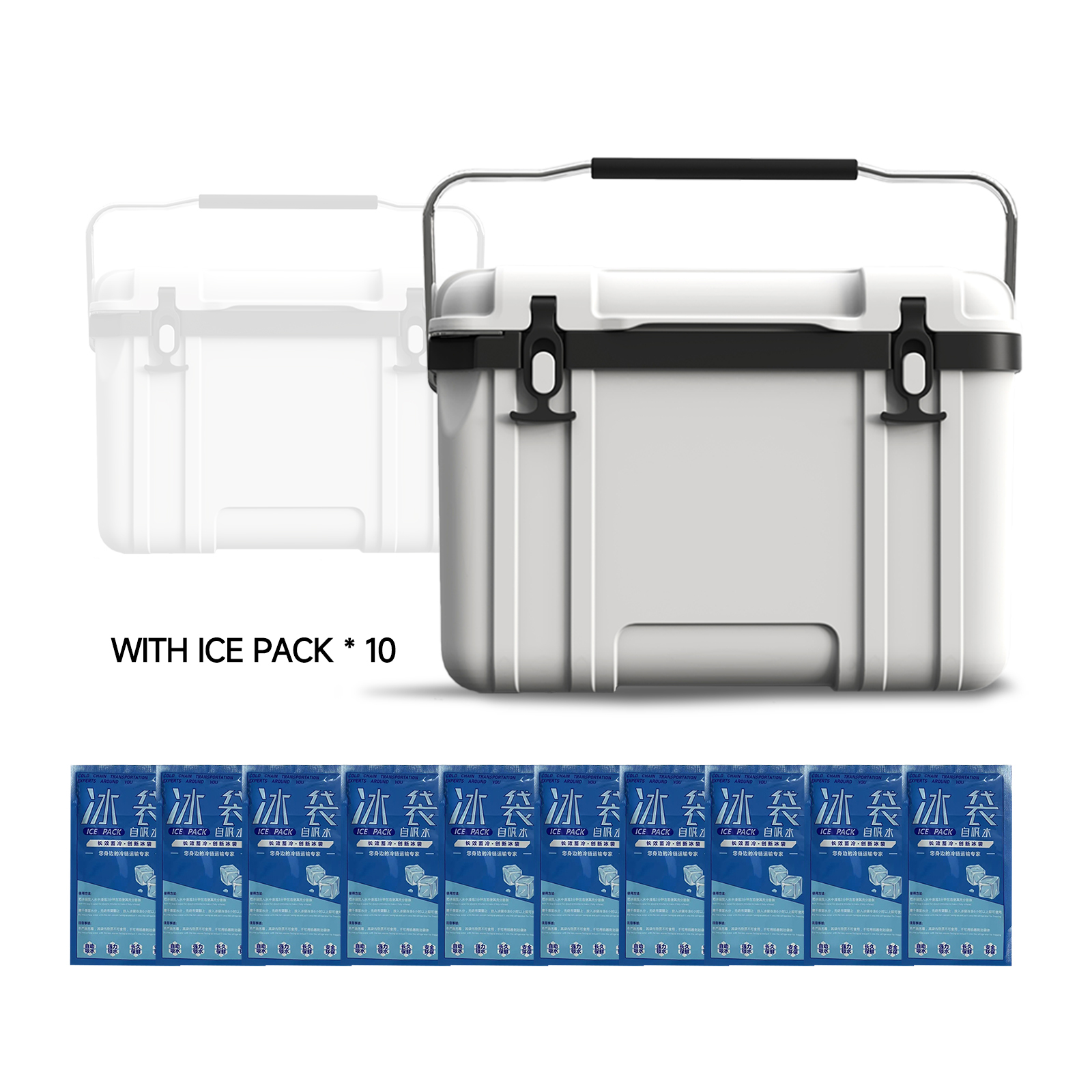 26L Cooler Box With free 10 ice packs, Ice Cooler, Ice Chest Cooler, Hard Chest Box with Handles, Portable Coolers, for Beach, Drink, Beverage, Camping, Picnic, Fishing, Boat, Barbecue, Outdoor