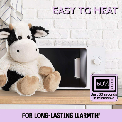 Microwave Heating Pad Animal, Heatable Cow Plush, Cow Toy, Warmable Heating Pad, Warm and Hot Therapy for Cramps, Back, and Neck Pain Relief