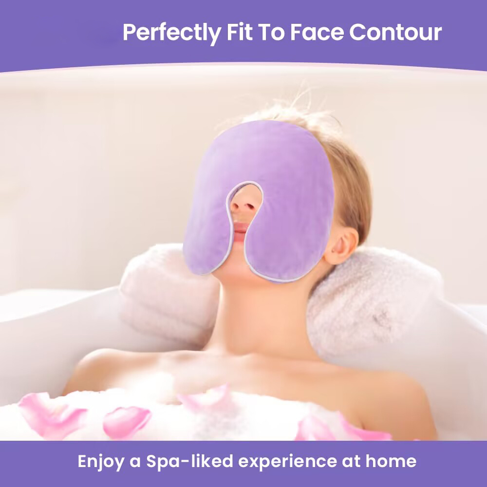 1pc Soothing Face Mask with Microwave Heating Pad - Hot & Cold Relax, Relaxing Spa Experience at Home, Includes Washable Cover, Microwave Heating Pad, Hot Cold Gel, Washable Cover