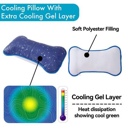 Tiny Cooling Gel Pillow, Small Toddler Pillow, Kid Pillows 15" x 7" for Summer, Nap Pillows, Lumbar Pillow, Summer Cooling System, Small Size