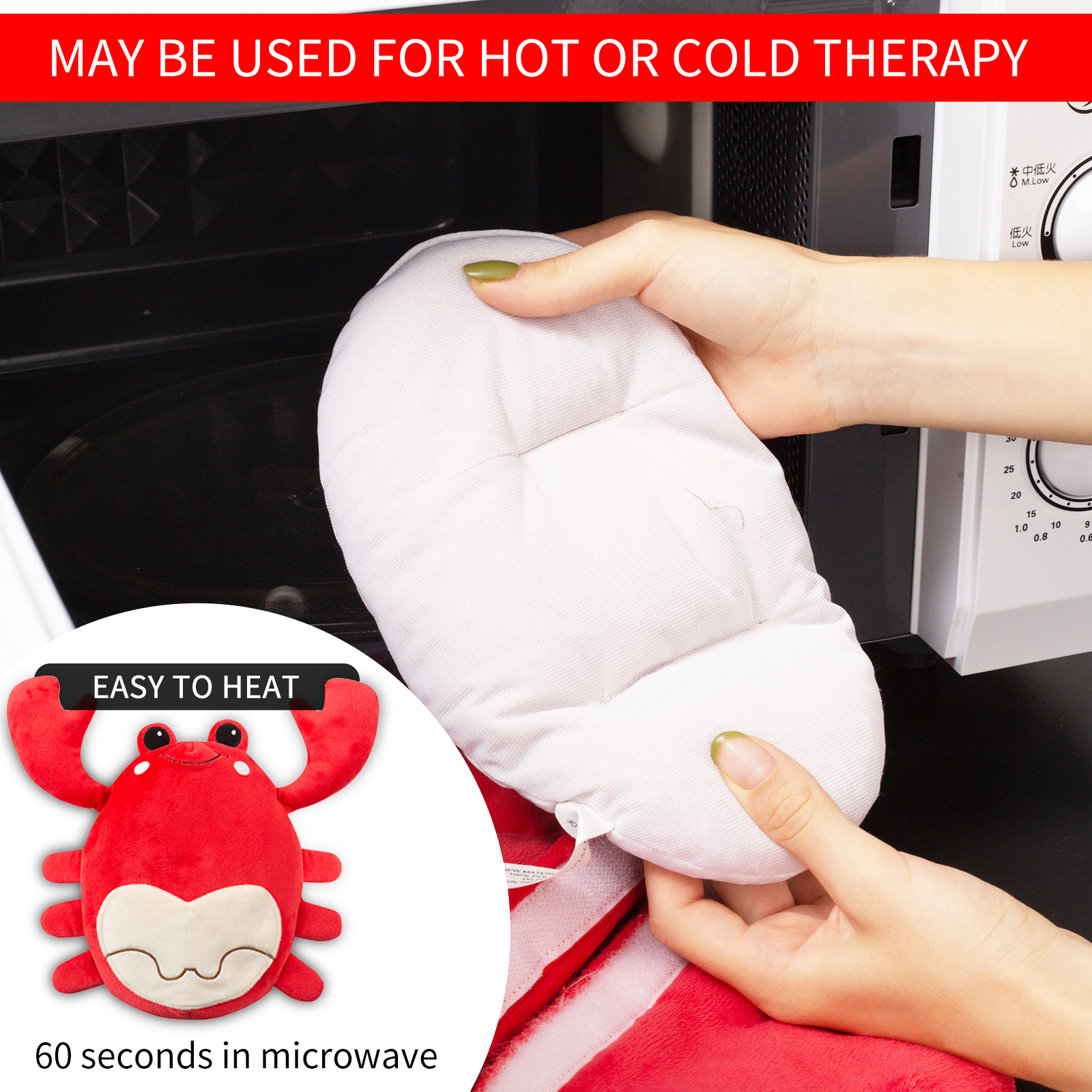 1pc Crab Microwave Heating Pad For Cramp Relief, Warm Microwave Animal, Crab Plush Toy With Removable Lavender Scented Heating Pad