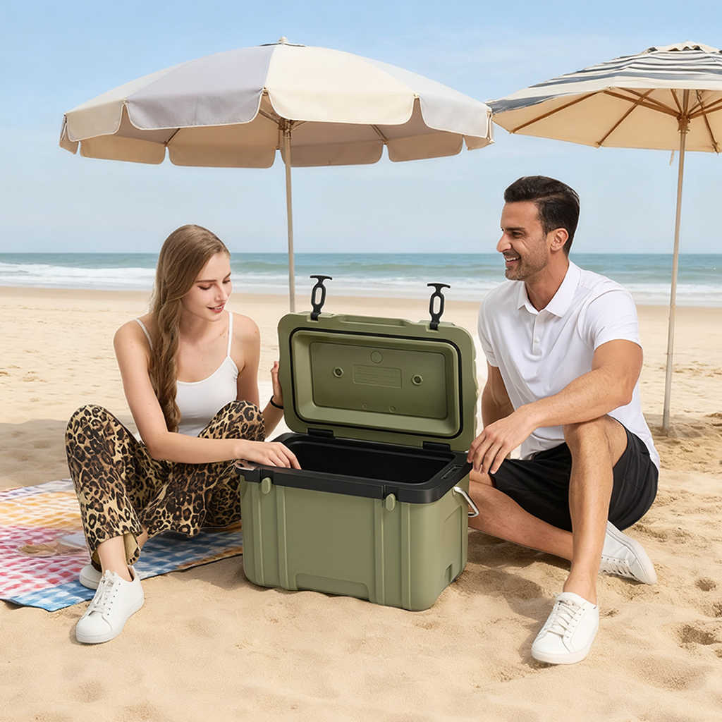 26L Cooler Box With free 10 ice packs, Ice Cooler, Ice Chest Cooler, Hard Chest Box with Handles, Portable Coolers, for Beach, Drink, Beverage, Camping, Picnic, Fishing, Boat, Barbecue, Outdoor