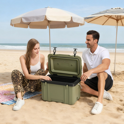 26L Cooler Box With free 10 ice packs, Ice Cooler, Ice Chest Cooler, Hard Chest Box with Handles, Portable Coolers, for Beach, Drink, Beverage, Camping, Picnic, Fishing, Boat, Barbecue, Outdoor