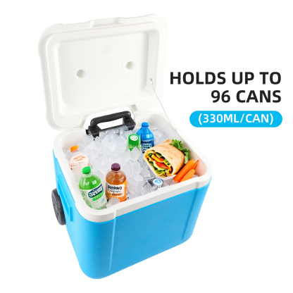 BECGAM 52qt Wheeled Portable Cooler Insulated Hard Cooler with free 6 ice bag & Heavy-Duty Wheels & Handle Great for Camping Tailgating Beach Picnic Groceries Boating & More