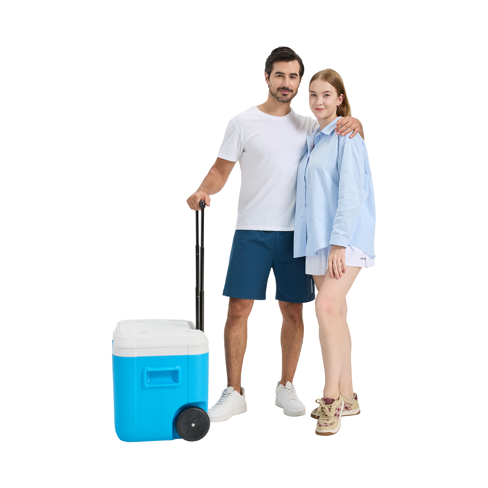 BECGAM 52qt Wheeled Portable Cooler Insulated Hard Cooler with free 6 ice bag & Heavy-Duty Wheels & Handle Great for Camping Tailgating Beach Picnic Groceries Boating & More