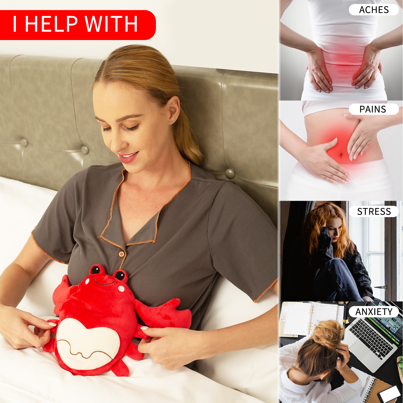 1pc Crab Microwave Heating Pad For Cramp Relief, Warm Microwave Animal, Crab Plush Toy With Removable Lavender Scented Heating Pad