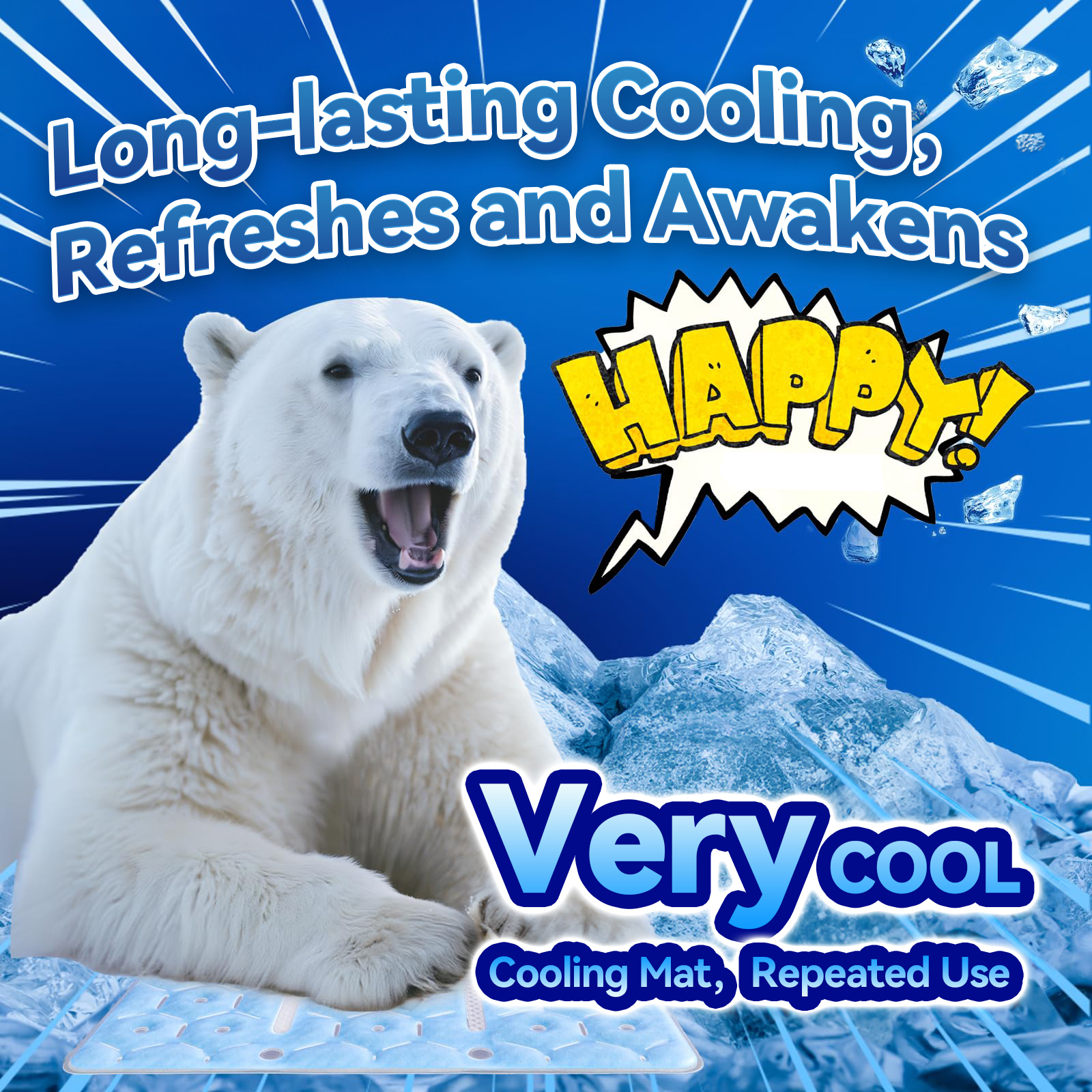 Ice Pad, Cooling Mat Reusable, No-Sweat Cooling Pad for Heat Protection, Perfect for Pets, Adults - Ideal for Indoor/Outdoor Use