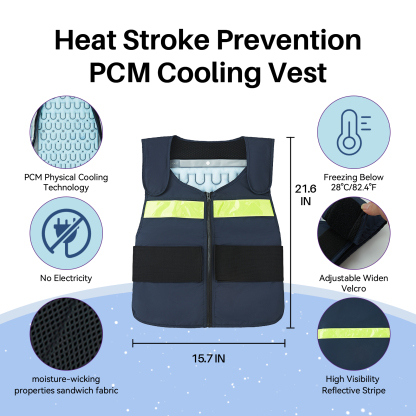 BECGAM PCM Cooling Vest for MS Patients, Heat Stroke Prevention Cooling Vest with Removable PCM Packs, Natural Freezing Below 28°C/82.4°F, Rapid Physical Cooling Vest