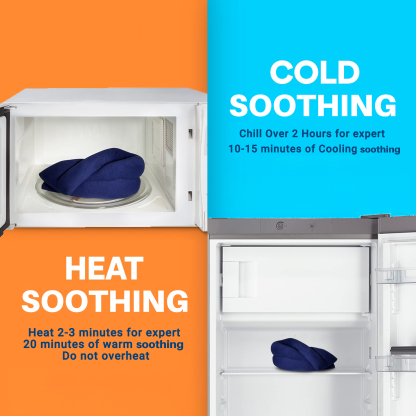 Microwave Heating Pad, Microwavable Moist Heated Neck and Shoulder Wrap, Versatile Weighted Beanbag Cold Pack or Warm Compress, 26x5 Inches, Navy Blue, Keep Warm In Autumn And Winter