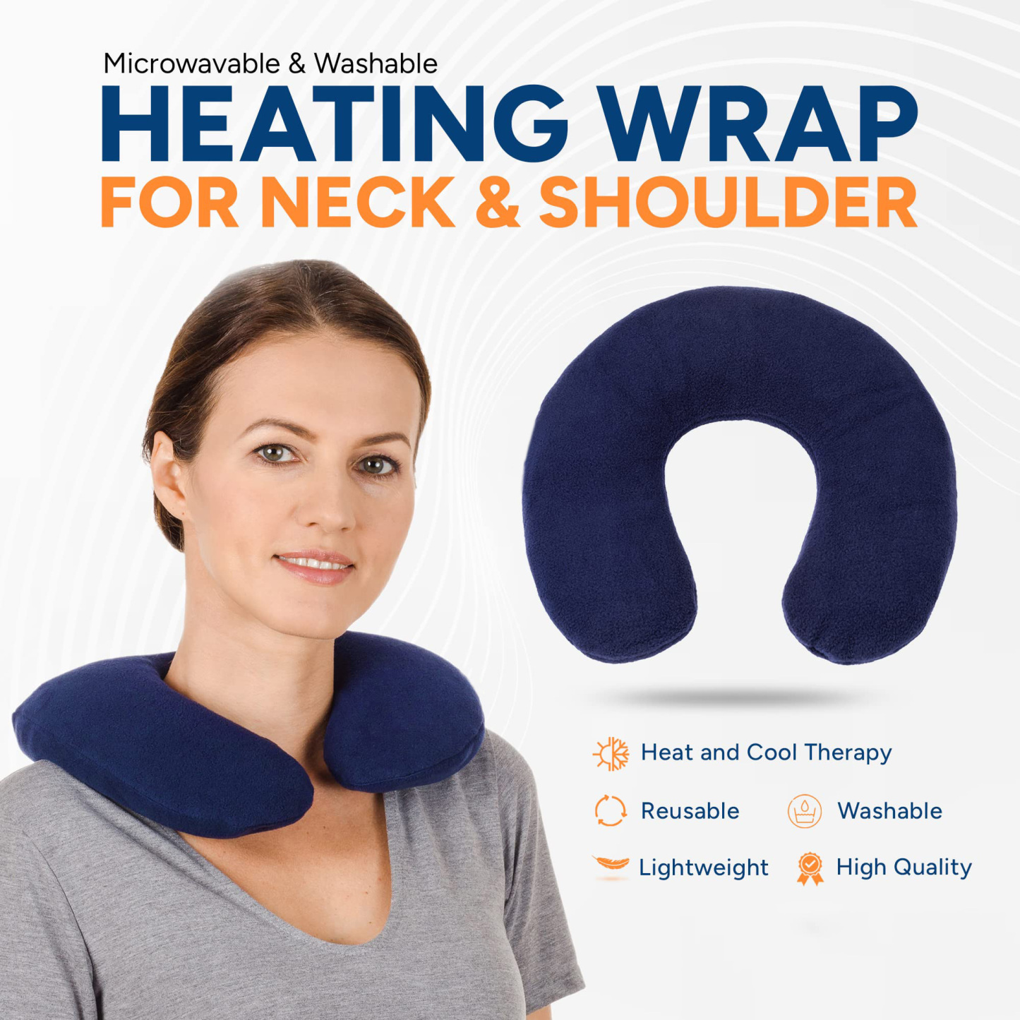 1pc Microwave Heating Pad, Microwavable Heated Neck Pillow for Moist Hot or Cold Relax, Heated Neck and Shoulder Wrap with Natural Filling and Washable Cover
